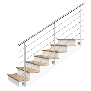 Zábradlí nerez schodišťové 5 výplní, boční kotvení, 200-300cm